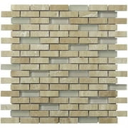 0.65 x 2 in. Travertine Stone Tranquility Linear Mosaic Blend