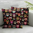 thumbnail image 3 of COMIO  Decorative Square Throw Pillow Covers Colorful Cartoon Owl Pattern Couch Sofa Bed Pillow Covers Cushion Cases, 3 of 5