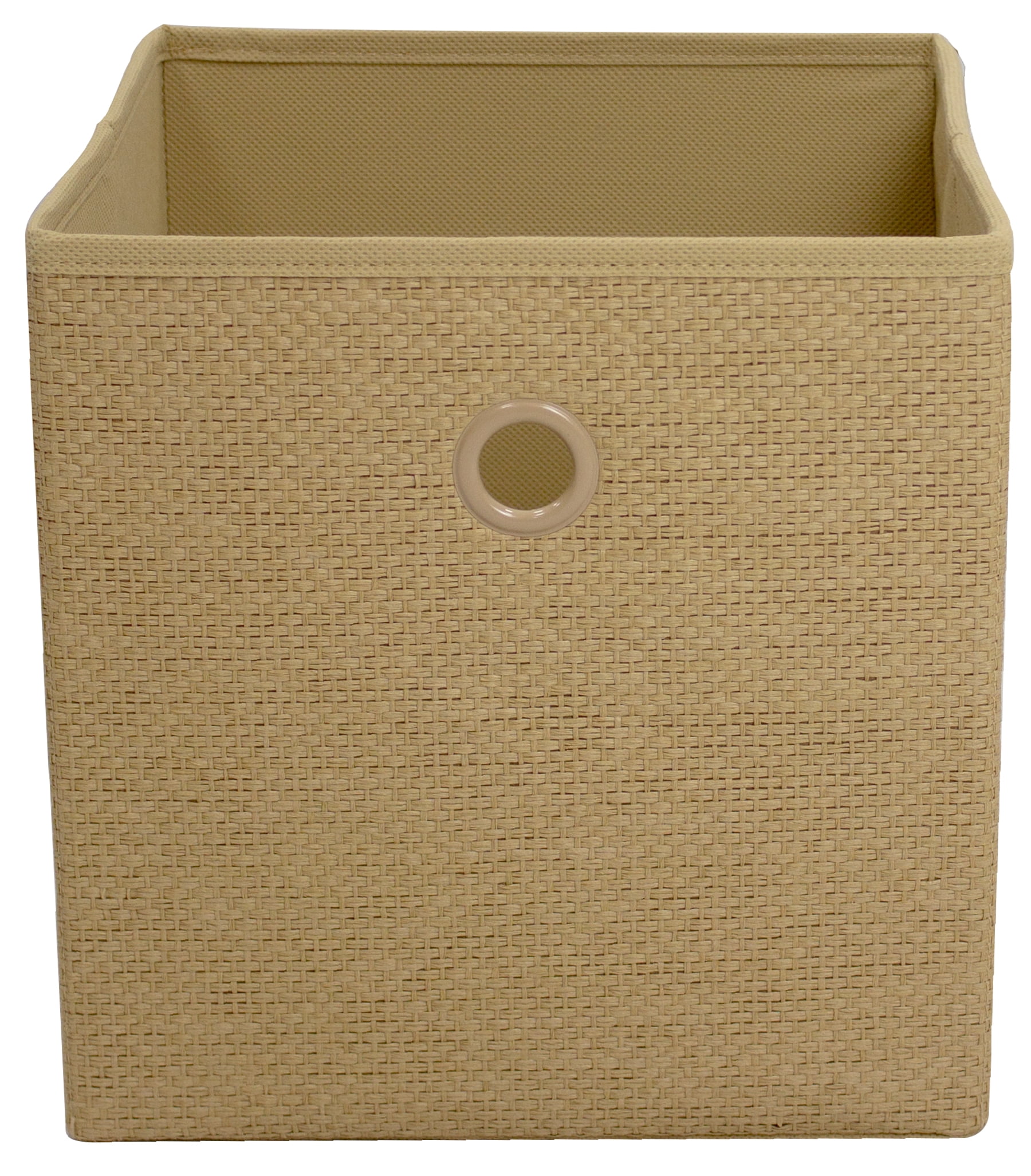 (2 pack) Mainstays Collapsible Fabric Cube Storage Bin, Natural Woven