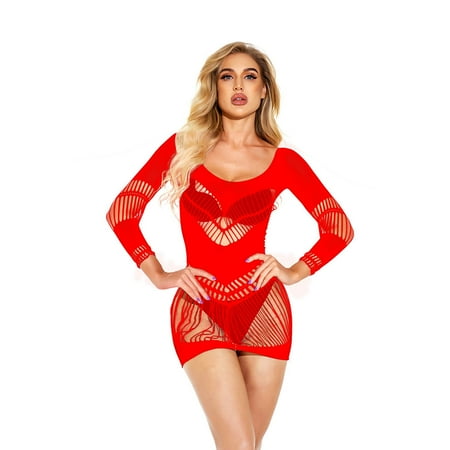 Generic Sexy Fishnet Clothes Sexy Lingerie Hollow out See-through Bag Hip Skirt Free off Fishnet Clothes Three-Point Temptation Dew Mesh Stockings
