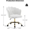 thumbnail image 2 of Swivel Office Chair, Modern Home Office Desk Chair, Velvet Shell Back Vanity Chair with Golden Metal Base, Height Adjustable Upholstered Cute Task Chair, Ivory, 2 of 7