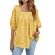 thumbnail image 3 of Minnieouse Blusa de mujer de manga corta, holgada, pulóver, camisa, ropa de verano Prendas para la parte del cuerpo Amarillo XXL, 3 of 6