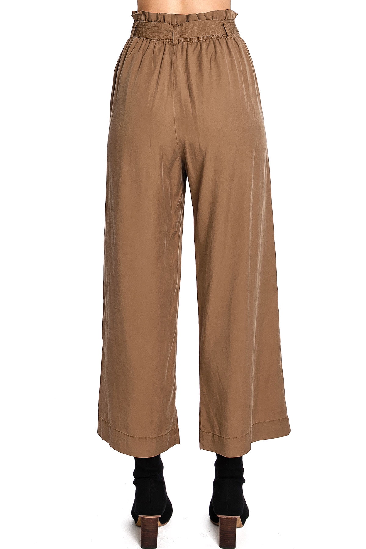 KANCY KOLE Women Paper Bag Pants High Waist with Pockets Tie Casual Cropped  Trou