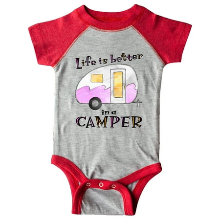 

Inktastic Life is Better in a Camper Pink and Yellow Gift Baby Boy or Baby Girl Bodysuit