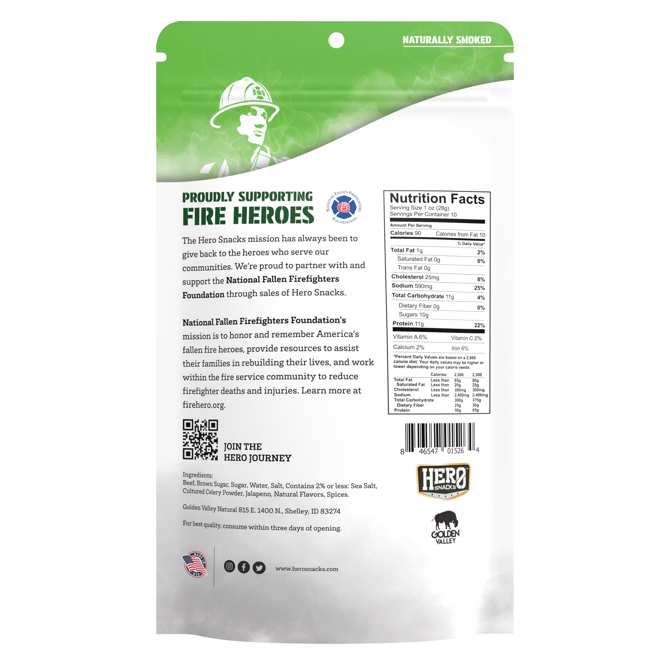 Hero Jalapeno Lime Beef Jerky 10oz Resealable Bag