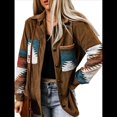 thumbnail image 2 of Camisa de Franela de para Mujer, Larga, Botones, Chaqueta Holgada con Bolsillos Caqui L, 2 of 8