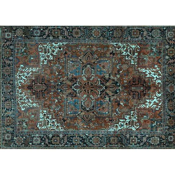 Ahgly Company Indoor Rectangle Persian Light Blue Traditional Area Rugs, 7' x 10'