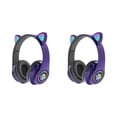 thumbnail image 4 of Kearding Auriculares con orejas de gato Auriculares inalámbricos Música Estéreo Auriculares con azules con micrófono Niños Hija fone Gamer Violeta 2piezas, 4 of 6