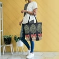 thumbnail image 4 of FORMRS Womens Canvas Tote Bag with Zipper Inner Pocket Shoulder Handbag, Beige Striped Trees, 4 of 7