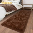 thumbnail image 4 of Tripumer 1 Pc Shaggy Furry Runner Rug 2 x 6 feet Soft Bedside Carpet for Dorm Living Room Hallways Brown, 4 of 7