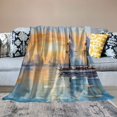 thumbnail image 2 of Creowell Sailboat Water City Print Flannel Throw Blanket Hand/Machine Wash Long-lasting Blanket for All Seasons Soft Plush Blankets 50x60in, 2 of 6