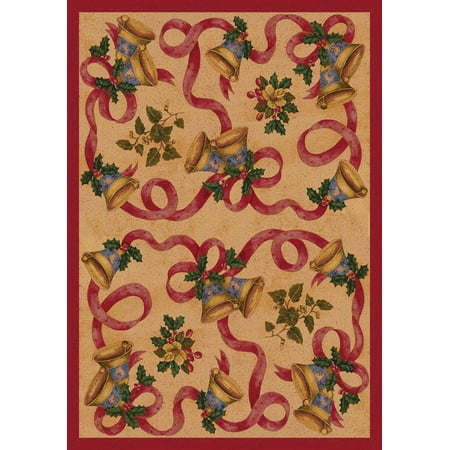 - Milliken Seasonal Inspirations Area Rugs - Novelty 00015 Chimes Christmas Bells Holly Bows Rug