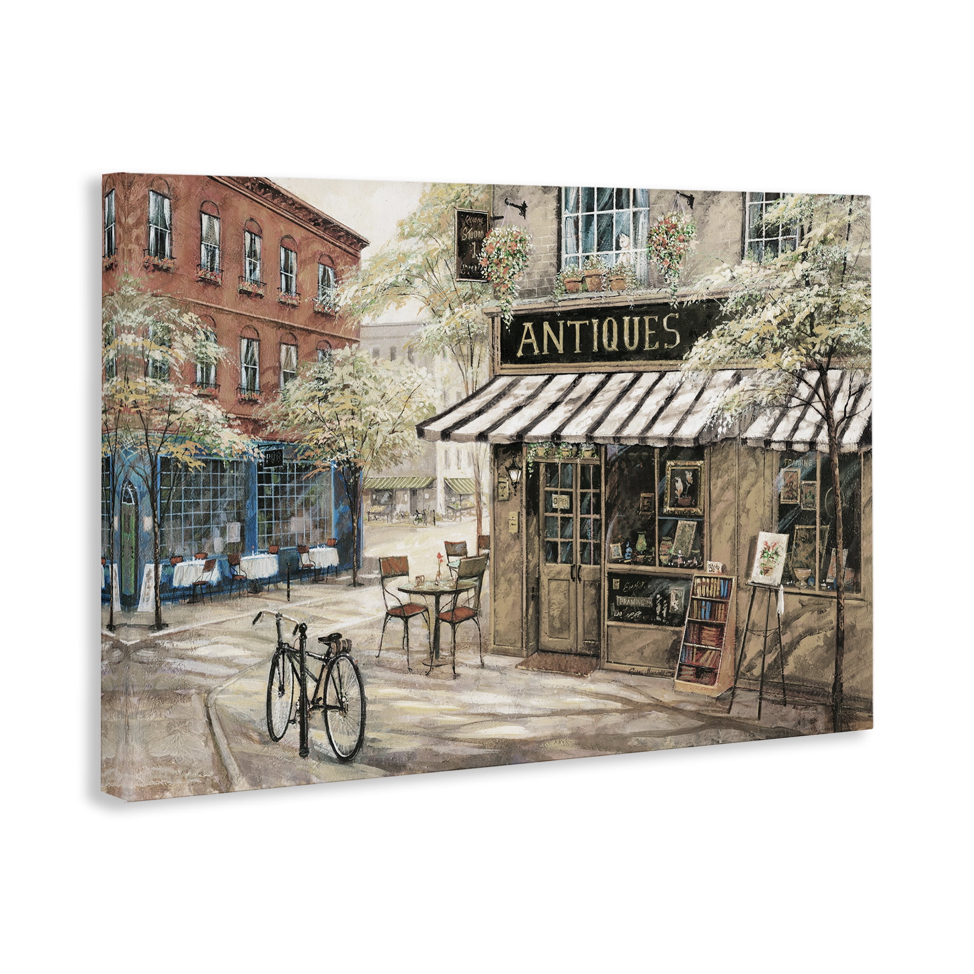 Stupell Industries Cozy Town Antiques Shop Scenic & Cityscapes Painting Wrapped Canvas Art Print Wall Art, 30 x 20