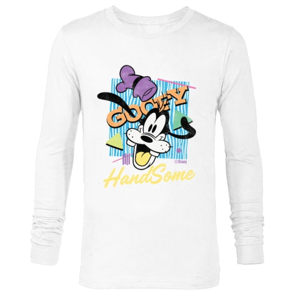 Disney Goofy HandSome Retro ‘90s Vintage Style Distressed - Long Sleeve T-Shirt for Men - Customized-White