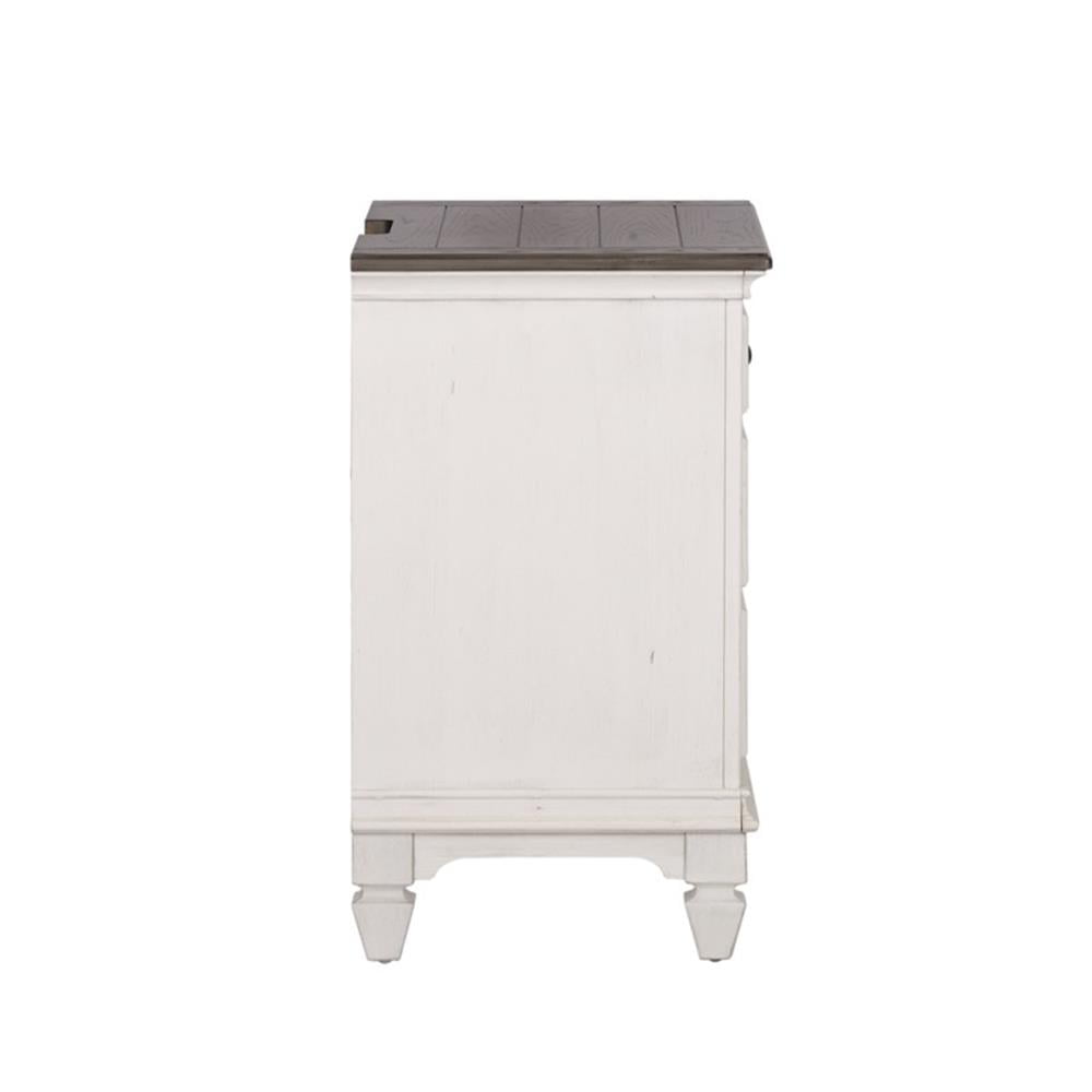 Allyson Park White Night Stand w/ Charging Station