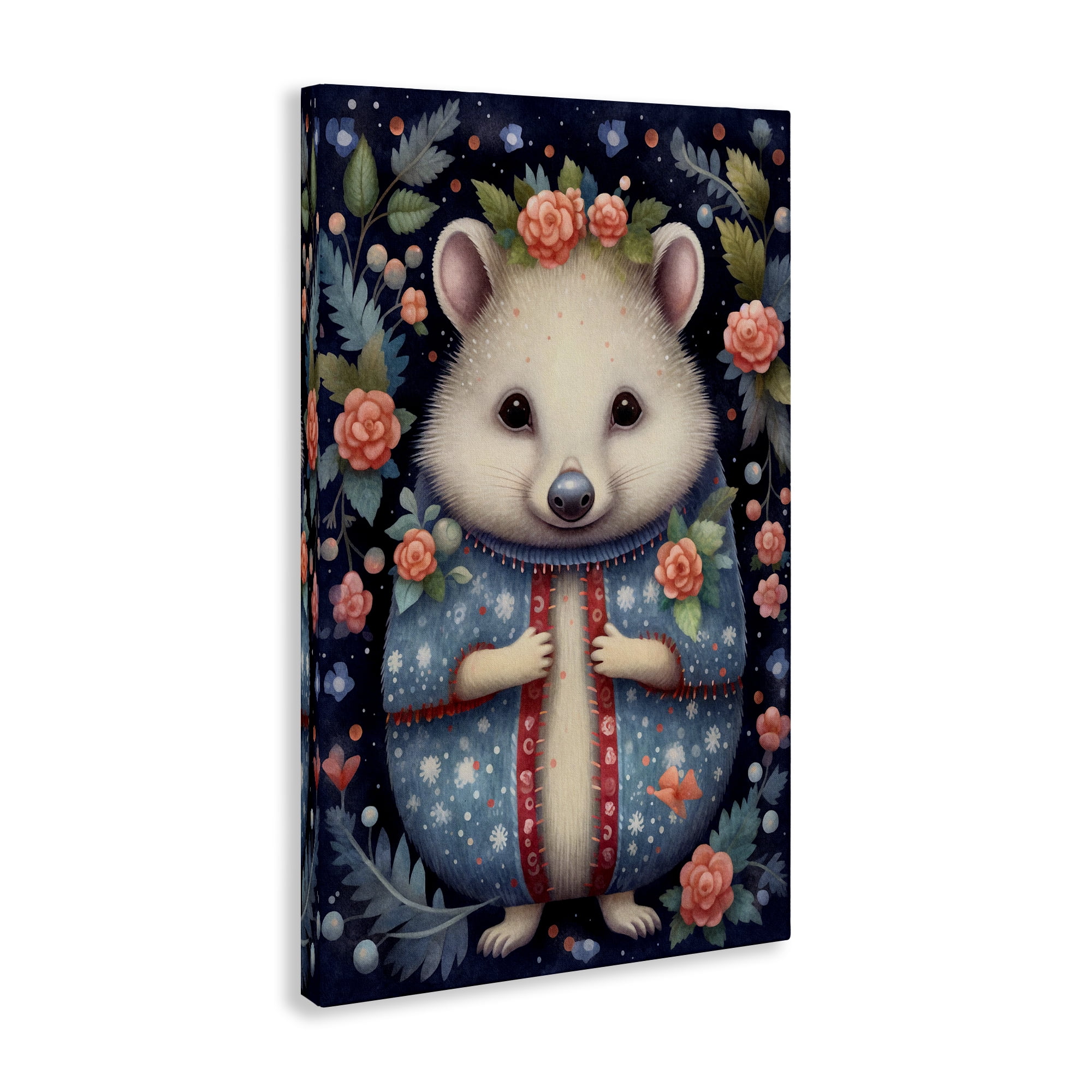 Stupell Industries Woodland Pattern Hedgehog Animals & Insects Painting Gallery Wrapped Canvas Art Print Wall Art, 16 x 24