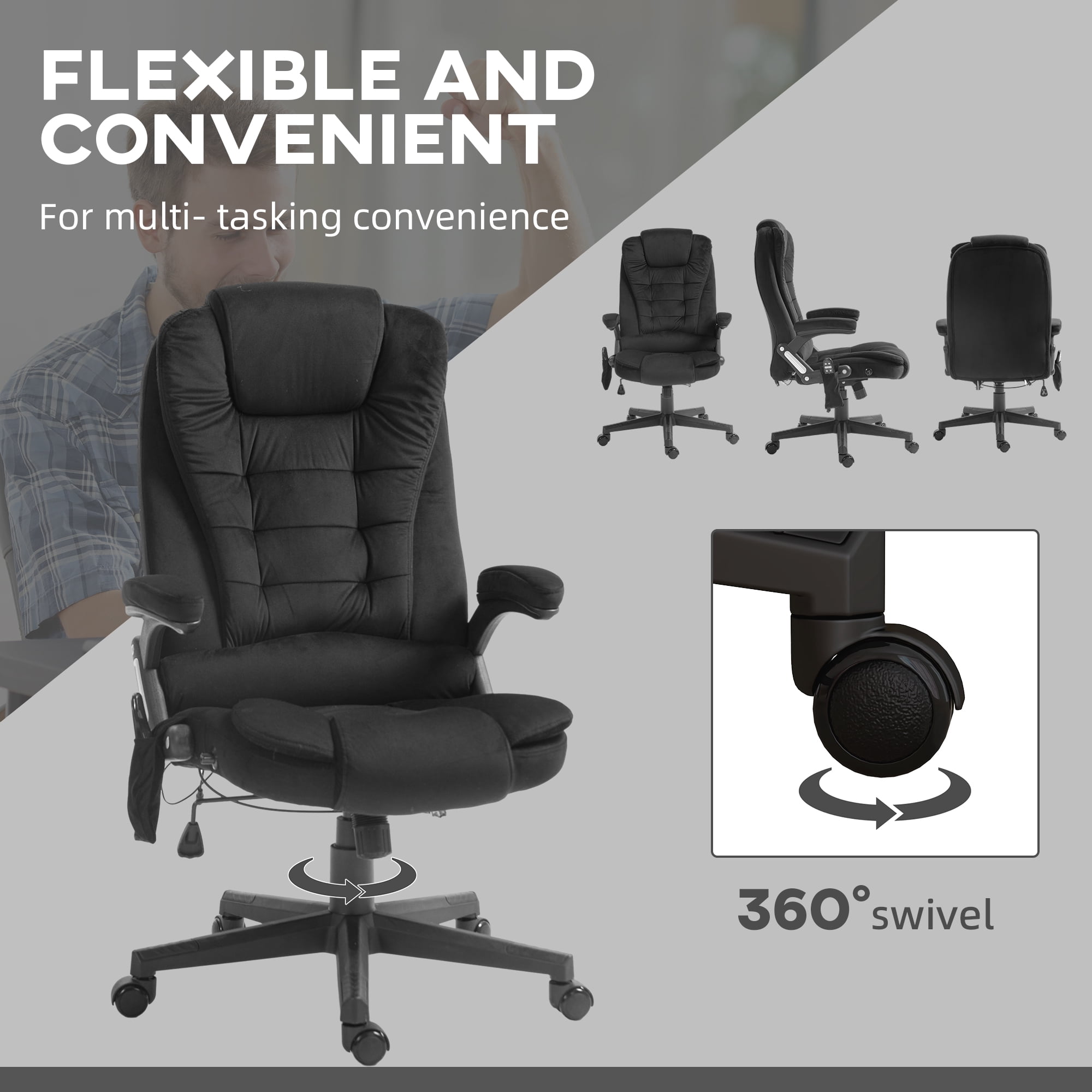 HOMCOM 6 Point Vibrating Massage Office Chair with Lumbar Heat