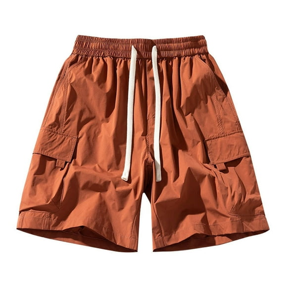 Huesdet Men's Cargo Shorts Relaxed Fit Casual Shorts Internal Drawstring Outdoor Hiking Shorts with Multi Pockets(Red,XL)