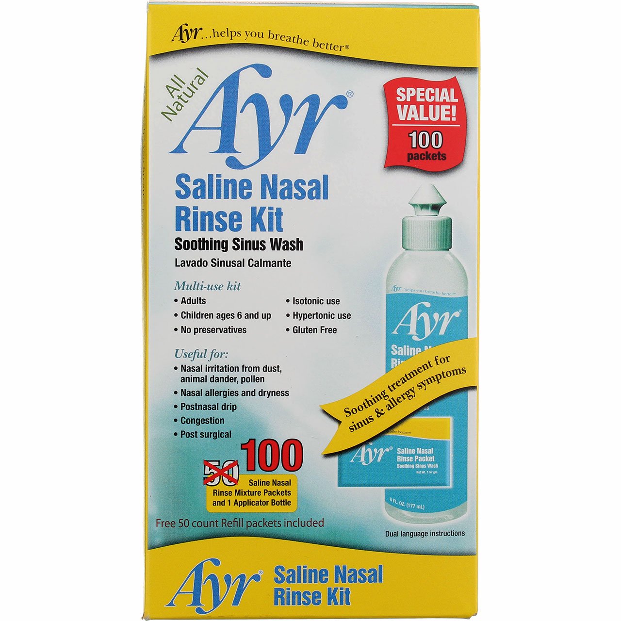 Ayr Saline Nasal Rinse Kit 1 Each (Pack of 4)