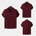 thumbnail image 2 of Miluxas Mens Cuban Guayabera Shirts Button Down Short Sleeve Shirts Casual Beach Shirt Wine, 2 of 9