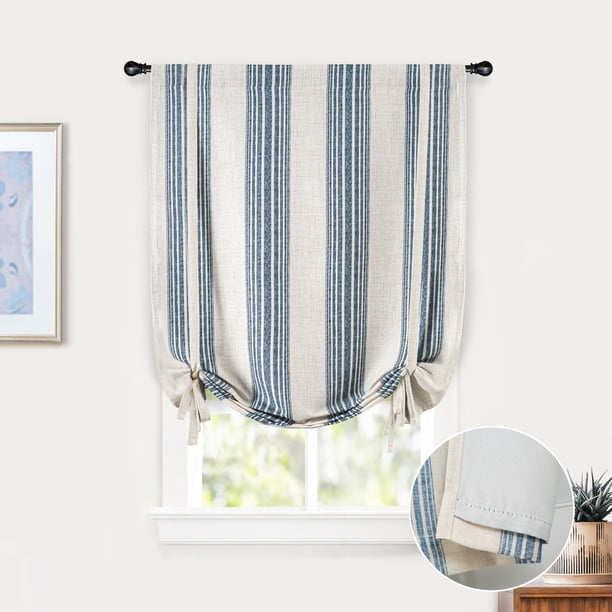 Cortinas DriftAway Chris de lino opacas, 25 x 47 cm, vaqueros, azul marino
