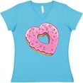thumbnail image 3 of Inktastic Heart Shaped Donut with Pink Icing and Sprinkles Women's V-Neck T-Shirt, 3 of 5