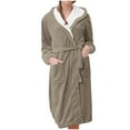 thumbnail image 2 of Wiyuqeen Womens Fleece Robe Casual Fuzzy Long Plush Bathrobe with Hood Soft Fluffy Hooded Robes for Women Belted Bath Robe Loungewear with Pockets, 2 of 3