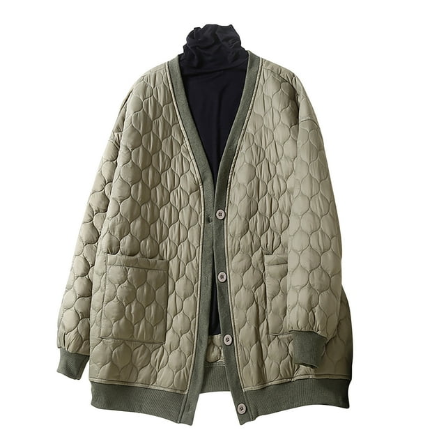 LSLJS Mode Femmes Cardigan Uni à Col Montant Veste en Duvet Manteau Rembourré