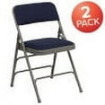 thumbnail image 4 of Emma + Oliver 2 Pack Curved Triple Braced Navy Fabric Metal Folding Chair, 4 of 15