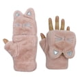 thumbnail image 1 of WJCA Mitaines Convertibles à Rabat pour Femmes, Conception Chaude et Douce en Peluche de Chat comme Gants Sans Doigts, pour les Activités Extérieures d'Hiver des Filles, Noir, 1 of 7