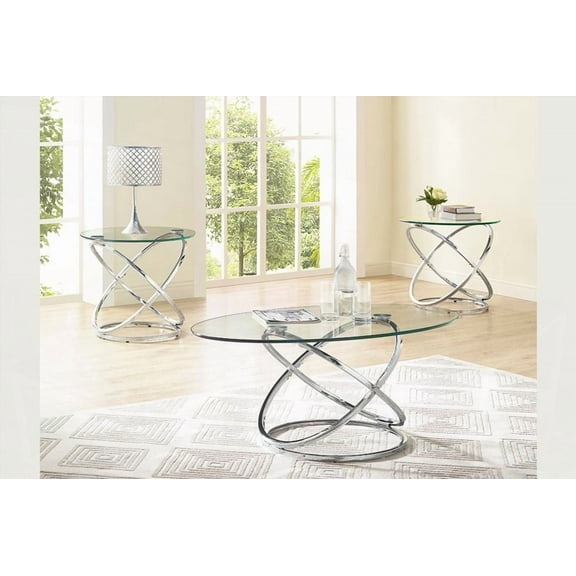 Metal Cocktail Table Set with 2 End Tables - Contemporary Finish