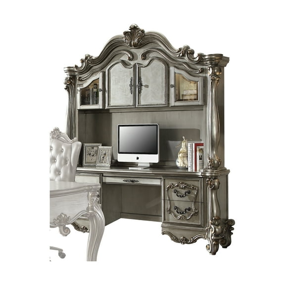 ACME Versailles Executive Computer Desk w/Hutch, Antique Platinum