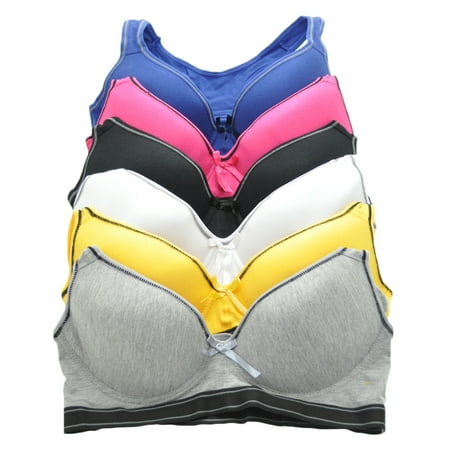Angelina 6-Pack Light-Support Wireless Racerback Sports Bras