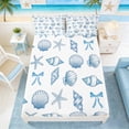 thumbnail image 4 of Manfei Watercolor Blue White Seashell Starfish Bow Queen Sheet Sets for Kids Boys and Girls, Marine Animal Bed Set 4-Piece, 1 Flat Sheet, 1 Fitted Sheet and 2 Pillowcases, 4 of 6