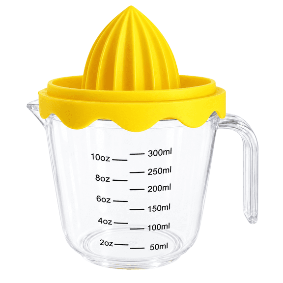 Dependable Industries Manual Citrus Juicer with 10 oz Measuring Cup Yellow