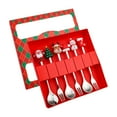 thumbnail image 3 of Juego de 6 cucharas y tenedores navideños, cubiertos navideños para regalo de cocina. rojo 6D, 3 of 9