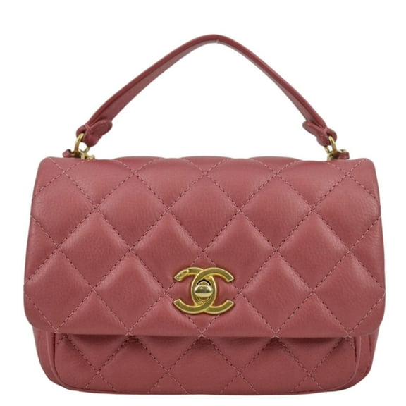 Pre-Owned CHANEL Front Pocket Quilted Leather Crossbody Bag Pink
