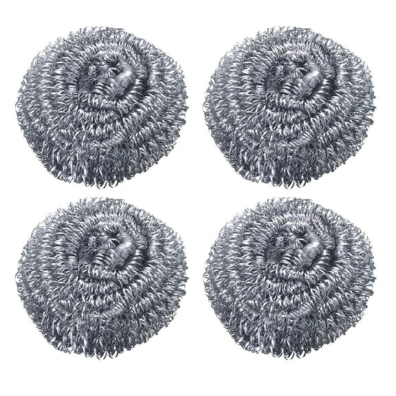 4 Pack Stainless Steel Scrubber, Steel Wool Srubber For Scouring Stubborn Messes From Pots And Pans, Stoves,Broiler Racks,Grills And More,Steel Wool Scrubber,Brillo Pad Scrubber
