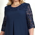IDOPIP Plus Size Cocktail Dress for Curvy Women 1/2 Sleeve Floral Embroidery Wedding Guest Dress