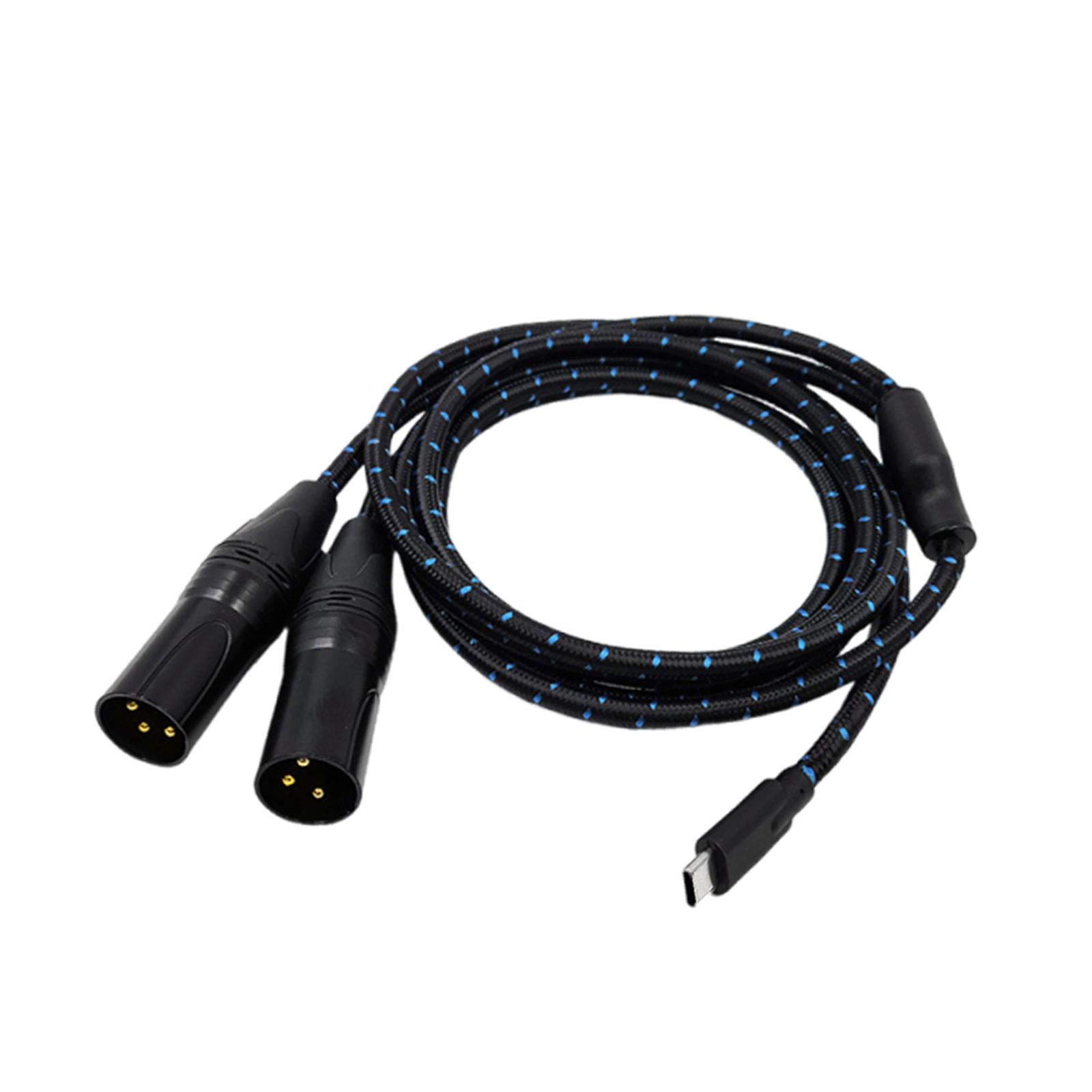 USB C to XLR Cable Audio Adapter Nylon Braided 2m for Podcasters Musicians Amplifier Setup