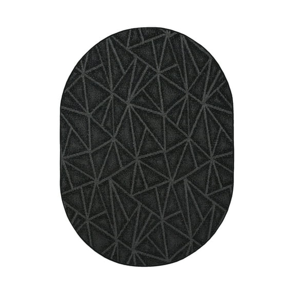 Furnish My Place Indoor Floor Rug - 6 ft. x 9 ft. Oval, Black, Geometrical Print, Customized Area Rug for Bedrooms, Hallways, Living Rooms