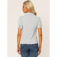 thumbnail image 3 of DARING DIVA Women's Peter Pan Collar Short Sleeve Button Front Shirts S Light Gray, 3 of 6
