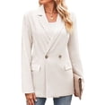 thumbnail image 3 of Solid Color Spring Autumn Women Button Blazer Coat Office Lady Jacket With Pocket, 3 of 5