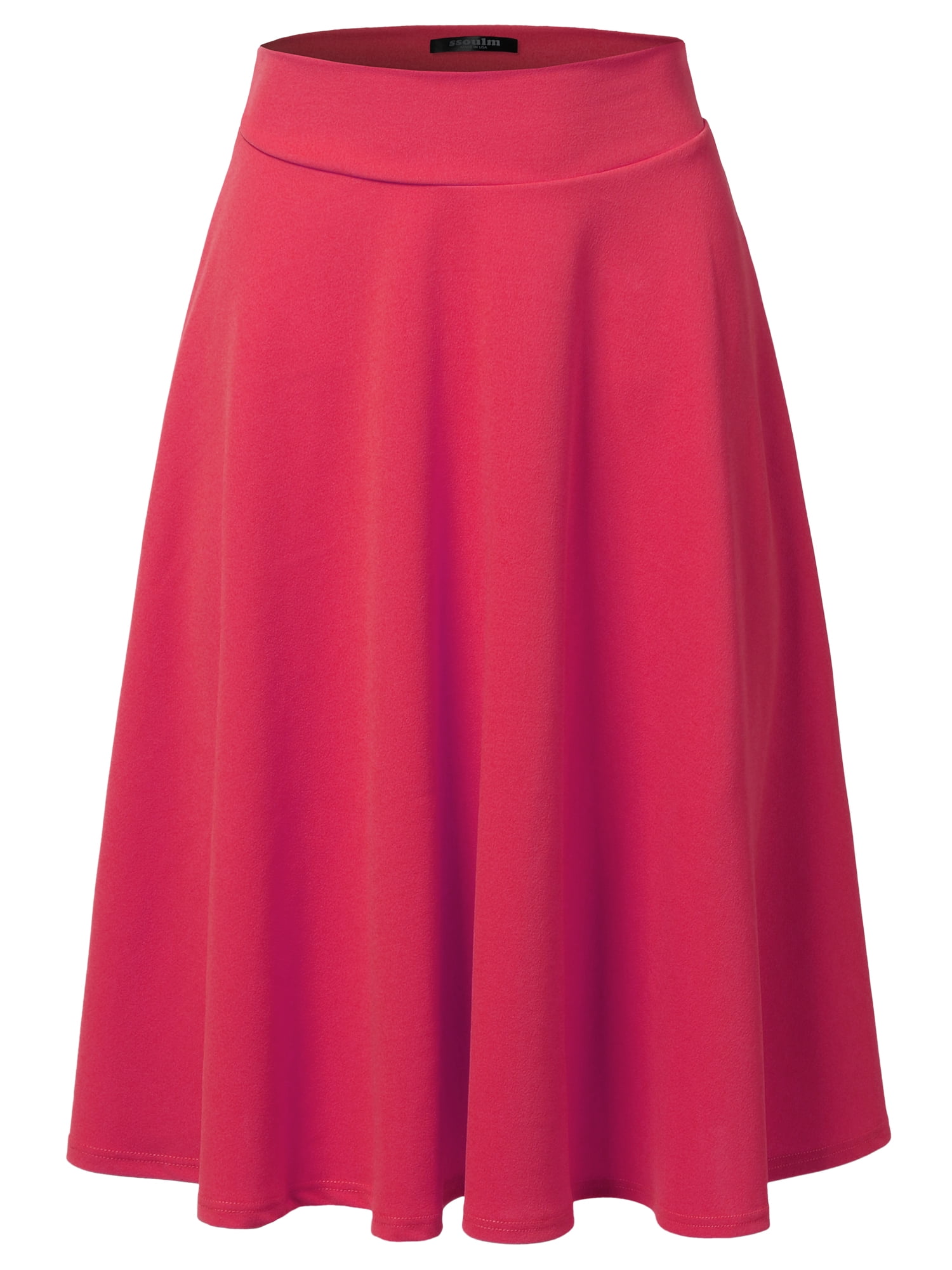 SSOULM Women's High Waist Flare A-Line Midi Skirt with Plus Size -  Walmart.com