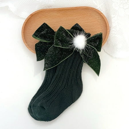 

TALKVE Christmas Children Socks Christmas Cartoon Glittering Bow Knitting Wool Socks