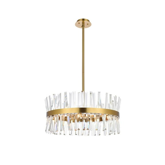 Serephina 25 inch crystal round pendant light in satin gold