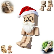 Liulin Christmas Shaking Feet Wooden Doll, Shaking Wooden Man Figurine with Santa Hat and Beard, Little Wooden Figure for Xmas Home Decor, Tiny Wooden Shaking Man, Christmas Gifts for Adults Kids