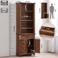 thumbnail image 2 of Joaxswe 72" Tall Bookcases, Freestanding Display Storage Shelves, 4-Tier Open Bookshelf with Cabinet for Home Office Living Room Bedroom, Brown, 2 of 10