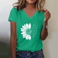 thumbnail image 2 of Plus Size Womens Clothes Womens Floral Tops Short Sleeve, Women's Sunshade Summer T Shirt Plus Size Loose Top Top Girls Short Sleeve Graphic Casual V Neck T Shirt Green, M, 2 of 4