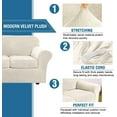 thumbnail image 3 of Modern Velvet Plush 4 Piece High Stretch Sofa Slipcover Furniture Protector Form Fit Luxury Thick Sofa Cover, Machine Washable, 3 of 6